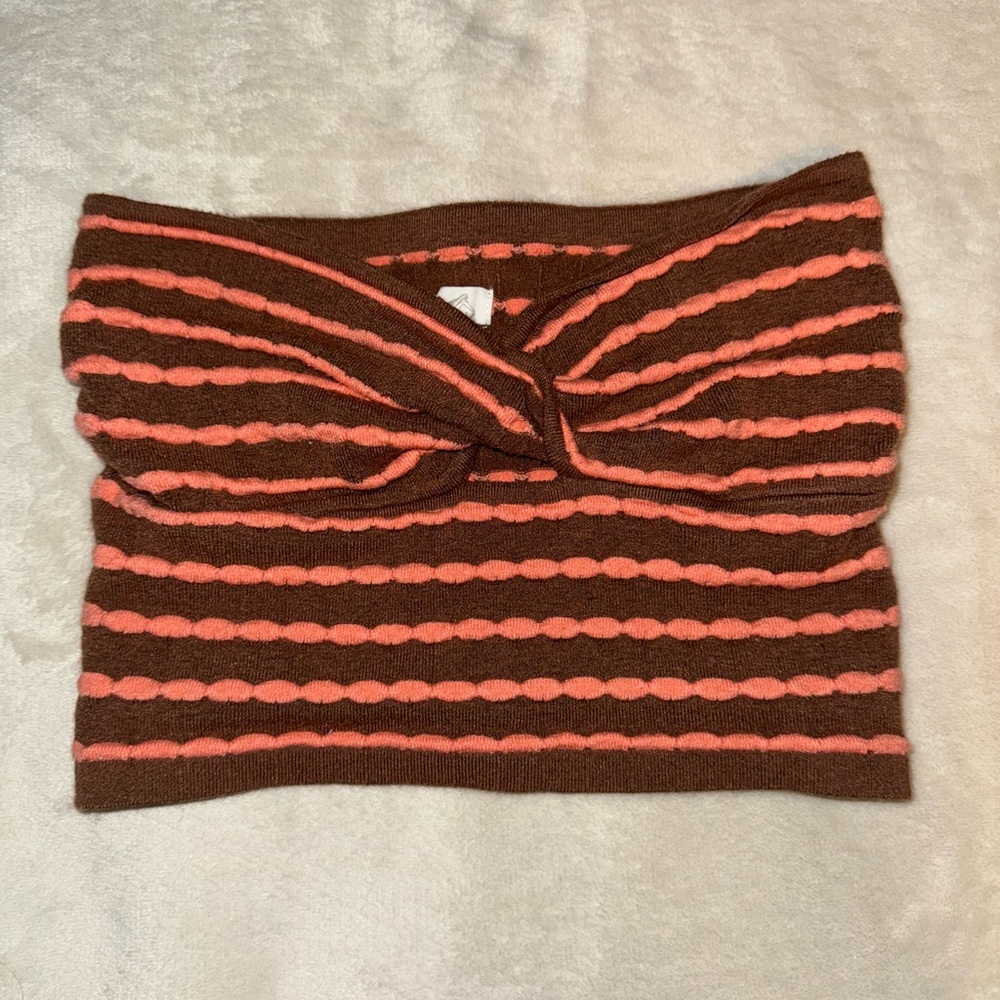Aerie Brown and Pink Striped Sweater